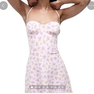 Zara Lavender Floral Spaghetti-Strap A-Line Dress